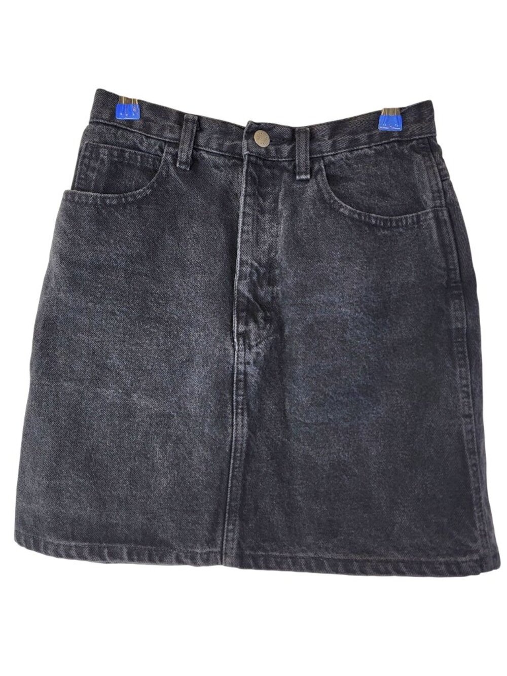 Vintage 80s Black Denim Mini Skirt Women 4 Casual High Rise Jean Party Western
